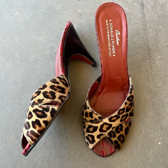DONALD J. PLINER Couture Leopard Fur & Leather Hollywood High Heels SZ 8 Narrow - Picture 3 of 11